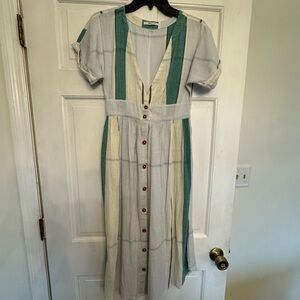 O'Neill Teal and Cream Midi Dress